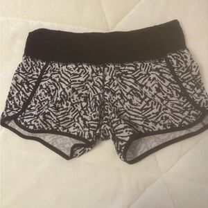 lululemon athletica Black and White Patterned Women Shorts
